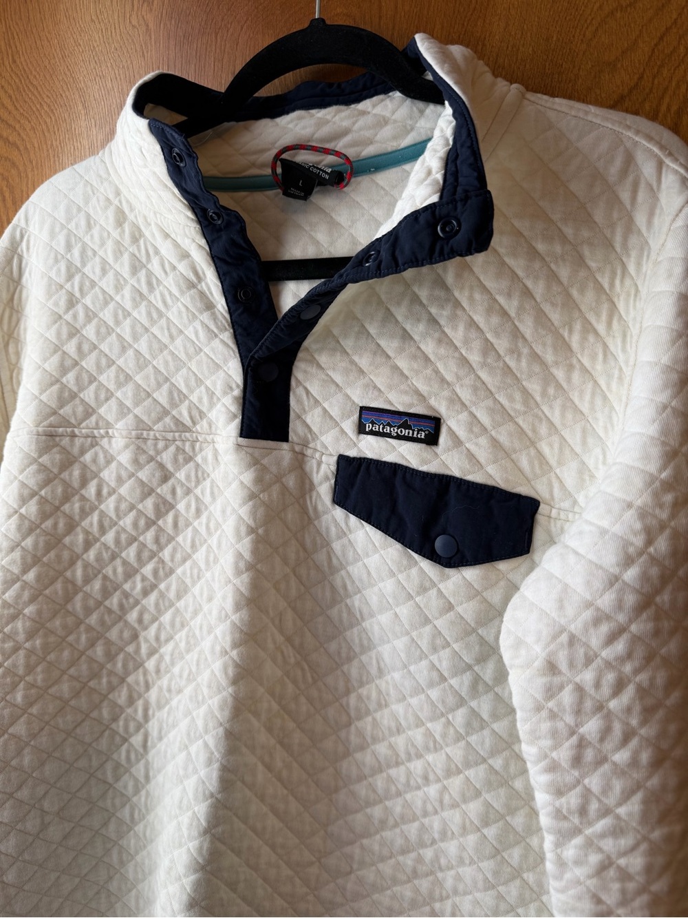 Patagonia Cream Quilted Snap-T Pullover L - Picture 2 of 5